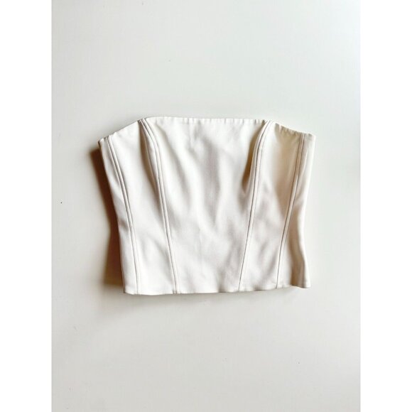 Aritzia Tops - Aritzia WILFRED Castle Birch Ivory Satin Strapless Bustier Blouse Top, Size L